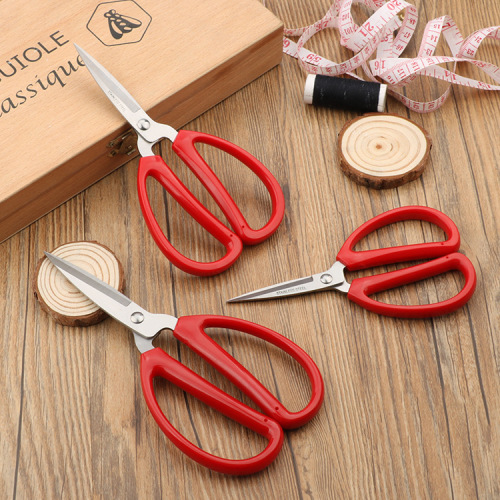 Stainless steel household scissors, office study student scissors, plastic handle scissors, cloth scissors, thread scissors, pointed tip DIY small scissors