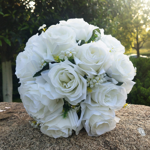 Bouquet bride ribbon beaded Korean wedding simulation rose bouquet photo studio bride bouquet shooting props