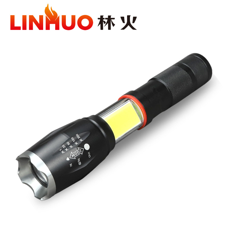 Fábrica al por mayor LED zoom telescópico linterna de luz fuerte T6 oculto COB cola fuerte carga magnética linterna de luz fuerte