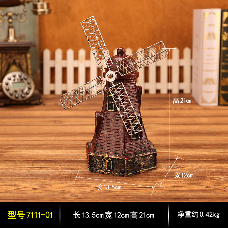 Creative Dutch windmill resin personalized gift exquisite windmill toy room decoration furniture soft decoration