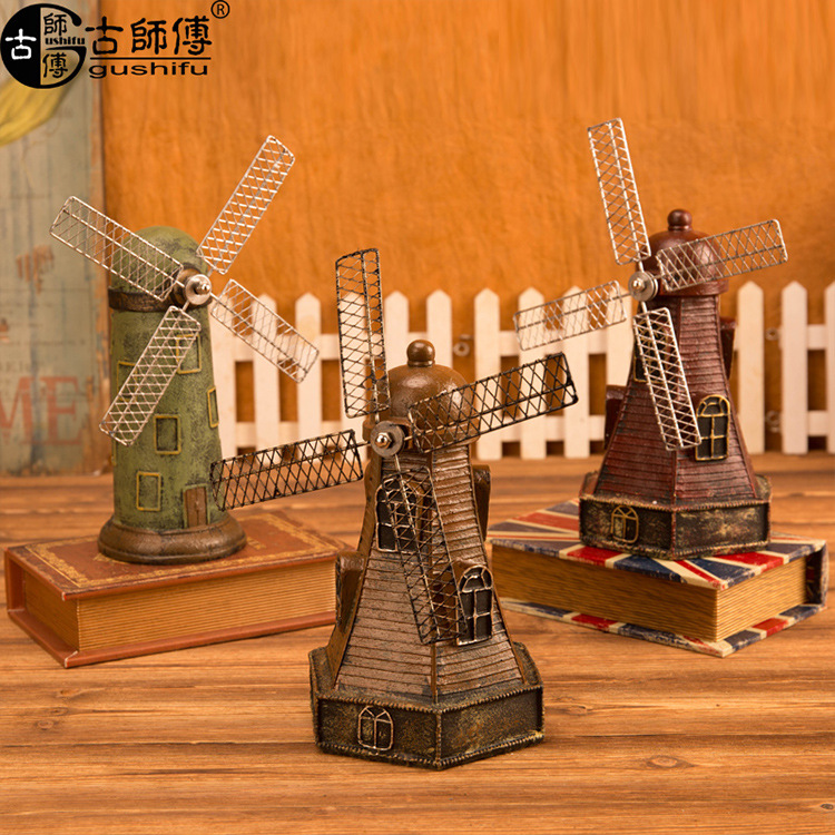 Creative Dutch windmill resin personalized gift exquisite windmill toy room decoration furniture soft decoration