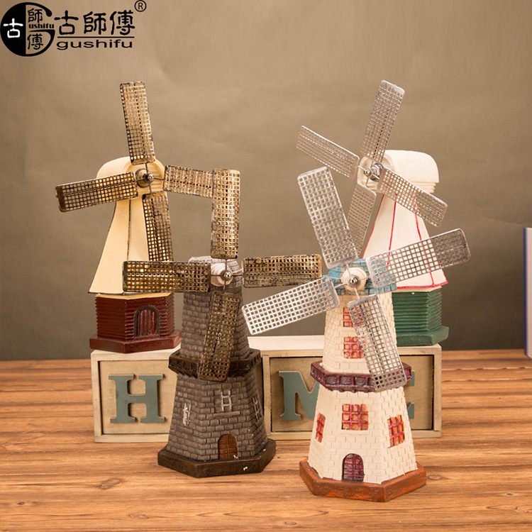Creative Dutch windmill resin personalized gift exquisite windmill toy room decoration furniture soft decoration