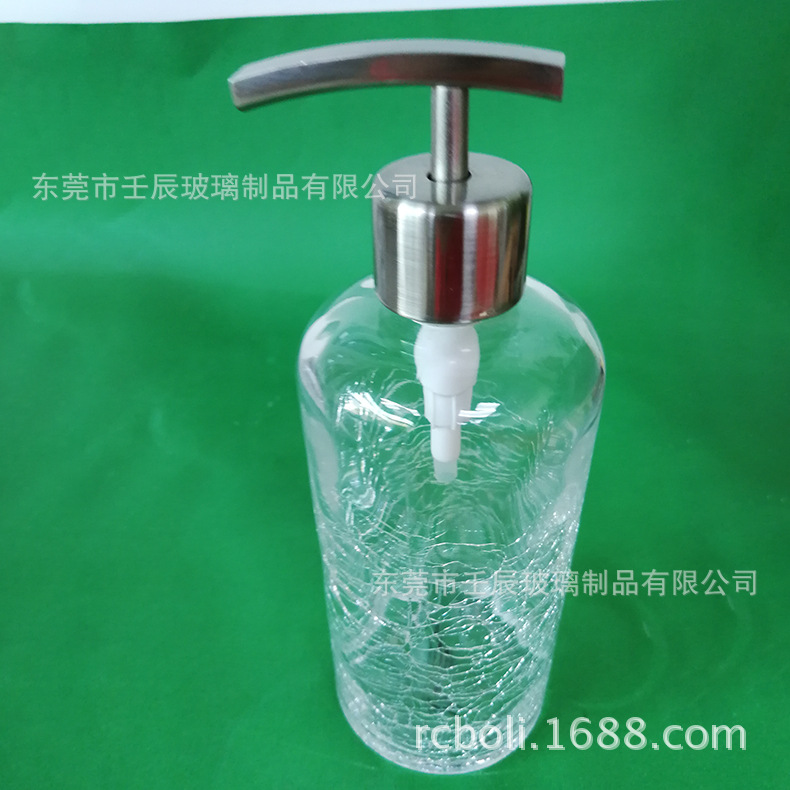 出口欧美挤压式炸水玻璃沐浴露瓶 源头工厂创意晶莹优雅耐用
