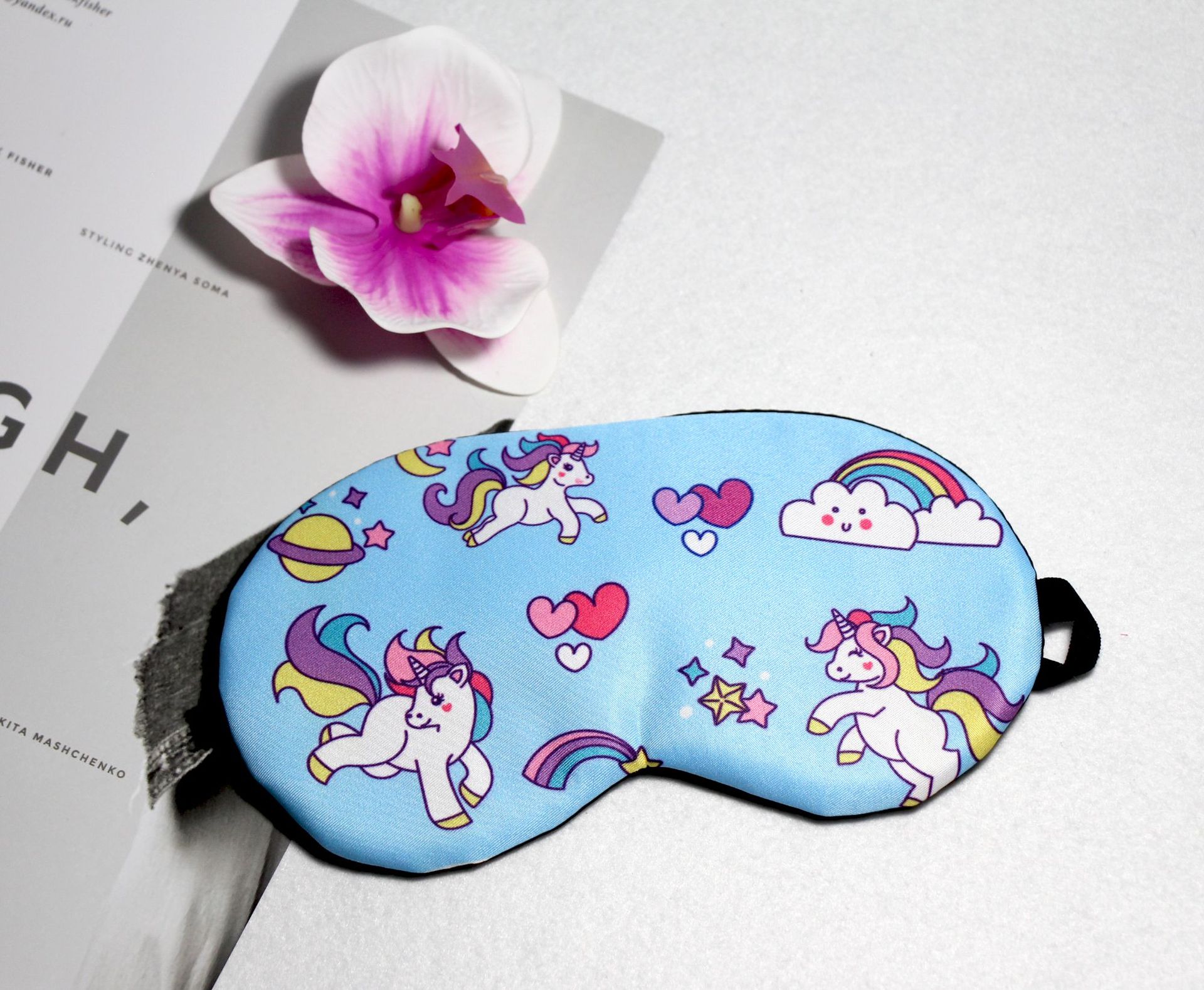 Transfronteriza nueva Máscara de ojo de dibujos animados impresión unicornio caballo sombreado sueño almuerzo descanso máscara de ojo fábrica personalizable