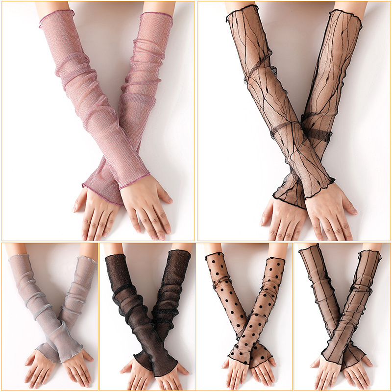 Ice Silk Mesh Sleeve Long Half-finger Ultra-thin Breathable Women's Sunscreen Fake Sleeve Scar Covering Tattoo Cycling Arm Sleeve Summer