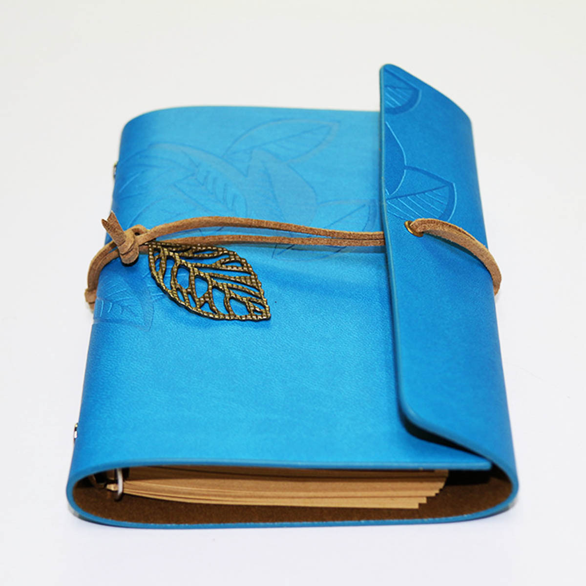 树叶旅行记事本 复古皮面A7随身手账本涂鸦活页牛皮纸笔记本