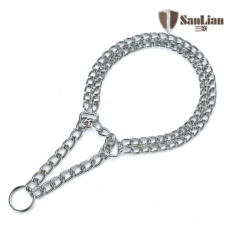 Pujiang Тройная Двухрядная цепь Шейное кольцо Хромированные товары для домашних животных Регулировка цепи ошейника для собак