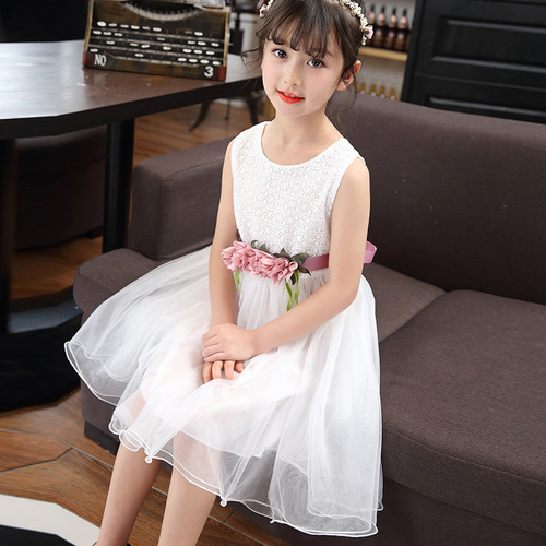 Foreign trade Korean version of children's skirts, girls' summer dresses, medium and large children's flower dresses, children's clothing one piece drop shipping
