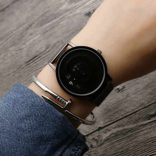 Korean version concept fashion watch mesh belt unisex watch turntable trend unisex steel band watch foreign trade watch