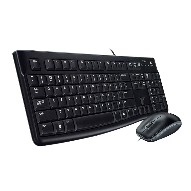Клавиатура Logitech MK120 проводная, набор клавиш мышь для настольного ПК, офисного использования, против брызг
