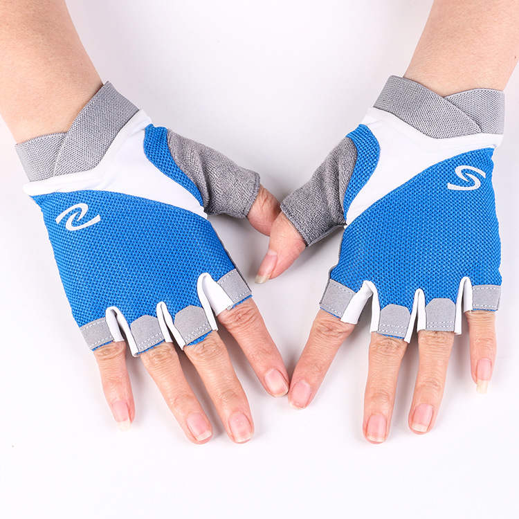 Hombres y mujeres guantes de fitness nueva yoga bicicleta deportes al aire libre ciclismo transpirable fino sol-prueba medio dedo guantes