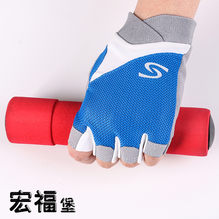 Hombres y mujeres guantes de fitness nueva yoga bicicleta deportes al aire libre ciclismo transpirable fino sol-prueba medio dedo guantes