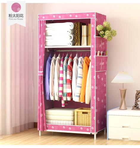 Simple wardrobe student dormitory single small wardrobe storage storage cabinet economical steel pipe thick cloth wardrobe