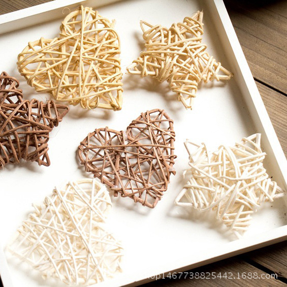 Rattan ball plant hand-woven brown white beige photo props kindergarten hotel store B & B decoration