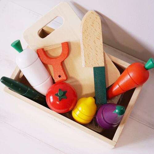 Children's Magnetic Cutting Kitchen Toy Wooden Girl Cutting Fruits and Vegetables Combination Play House Set Gift