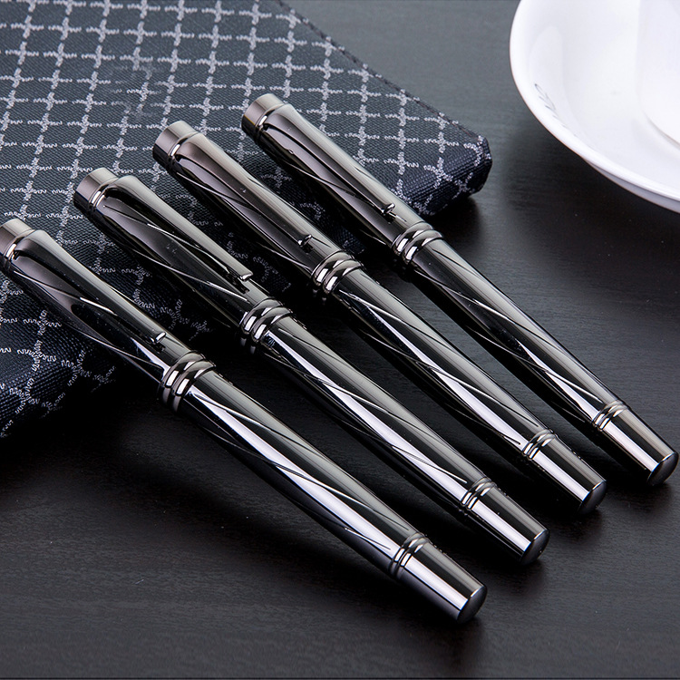 Bolígrafo Yiren 878 plateado, bolígrafo rollerball para hombres de negocios, bolígrafo de gel negro metálico, bolígrafo de oficina