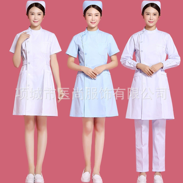 Фабрика прямые поставки летняя одежда медсестры больница с длинным коротким рукавом частичный лацкан больница аптека белое пальто практика Рабочая одежда