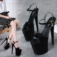 20cm歐美秋款外貿夜店情趣女鞋子防水台羅馬魚嘴淑女超高跟涼鞋
