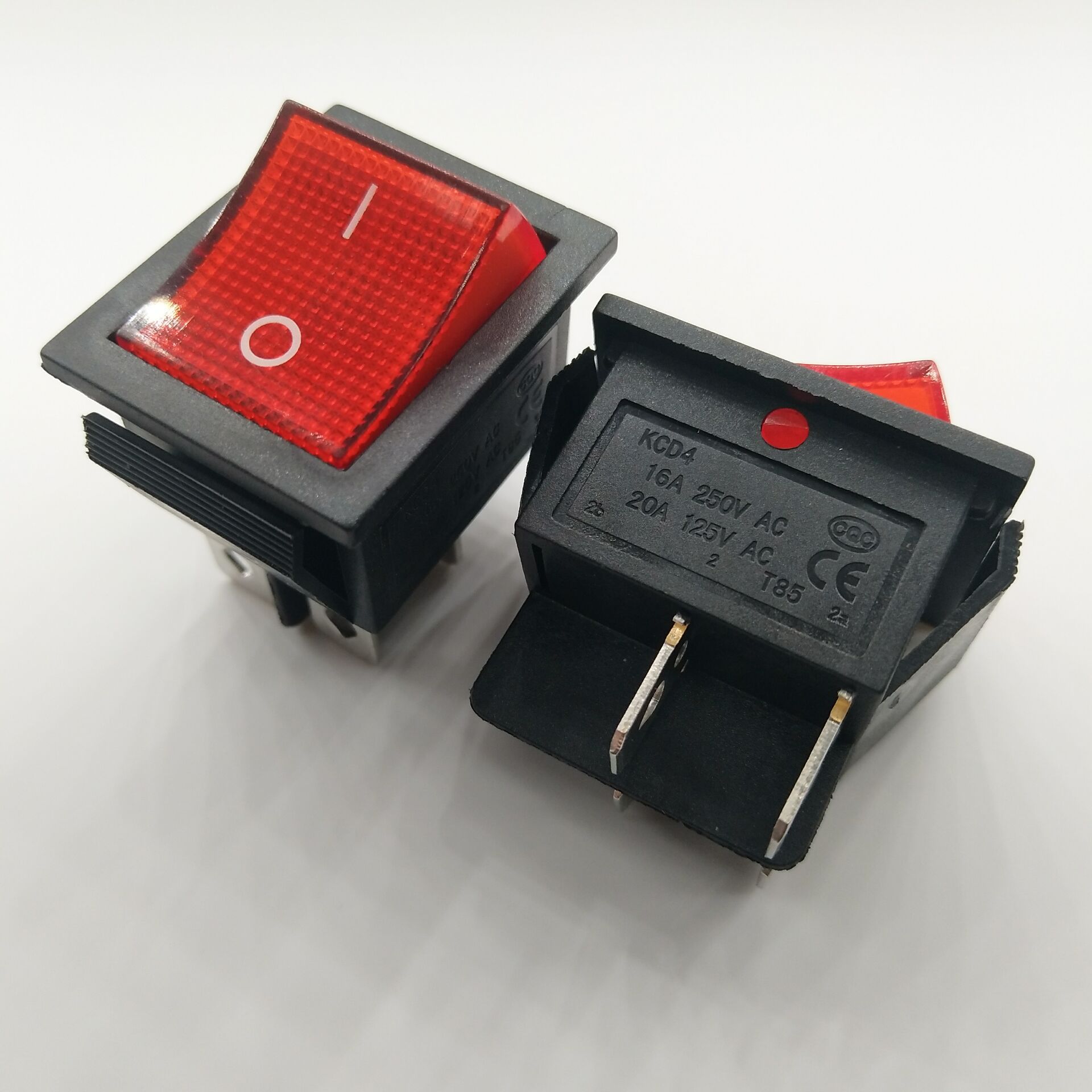 24V船型开关KCD4四脚带灯两档船型开关31*25翘板开关