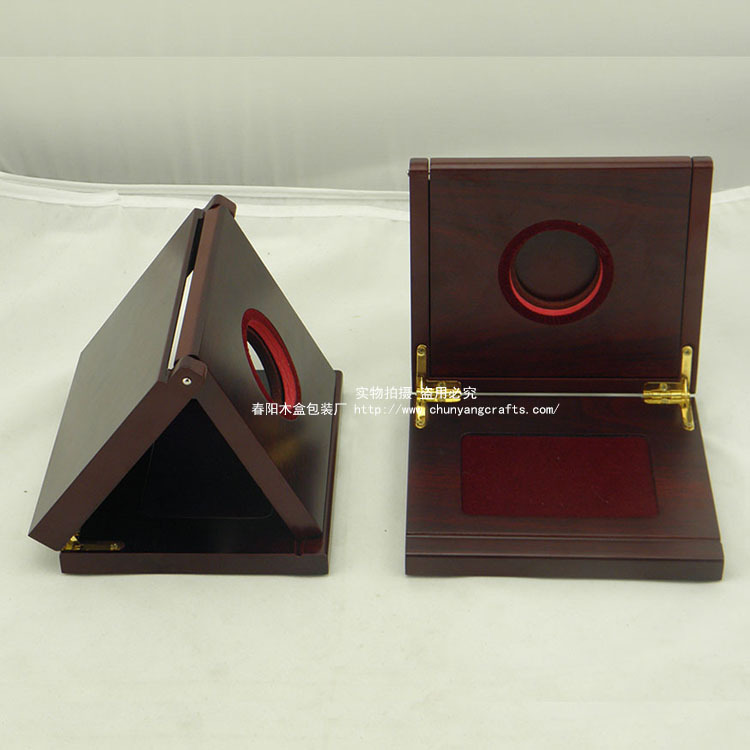 木制包装盒 高档纪念币盒 密度板三折金币盒