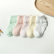 2023春季新款 透气婴儿袜蕾丝花边棉质儿童袜子翻口童袜厂家