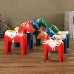 Swedish Dala painted wooden horse ornament creative handmade wooden craft animal wedding supplies a pair hot sale