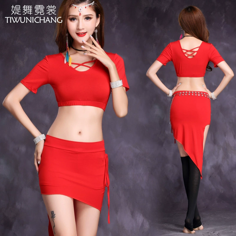 Одежда для занятий Танцем Живота 2020 новая весенне-летняя одежда для восточных танцев модальный тренировочный костюм Одежда для начинающих танцев