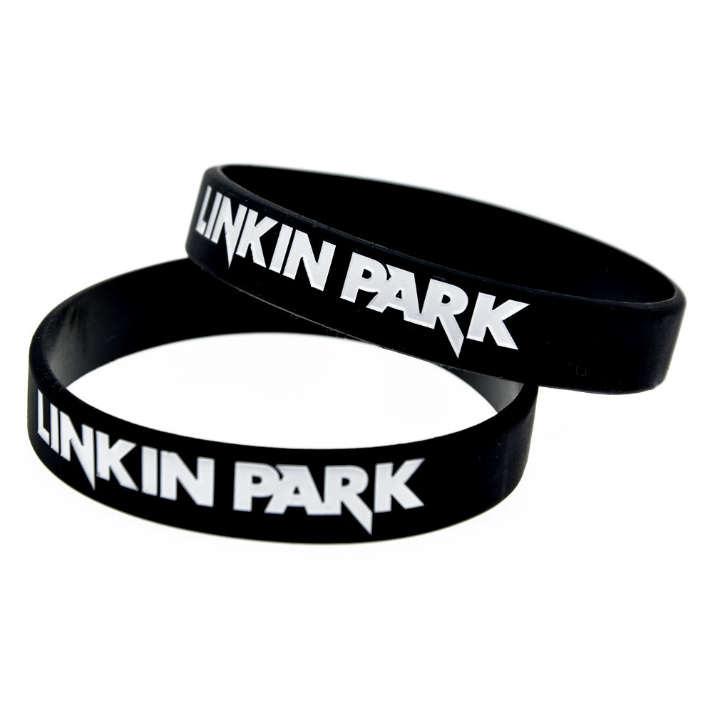 Силиконовый браслет Linkin Park запястье, 202×12×2 мм, силикон, черно-белый