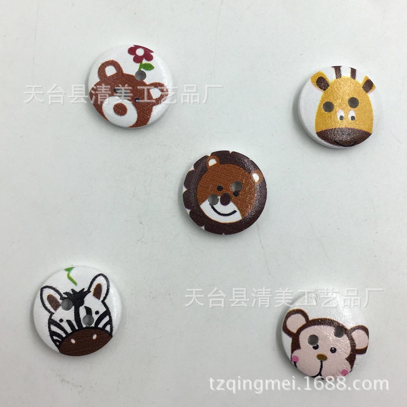 Botón de madera redondo de 20mm con estampado de botones de madera 50 por paquete