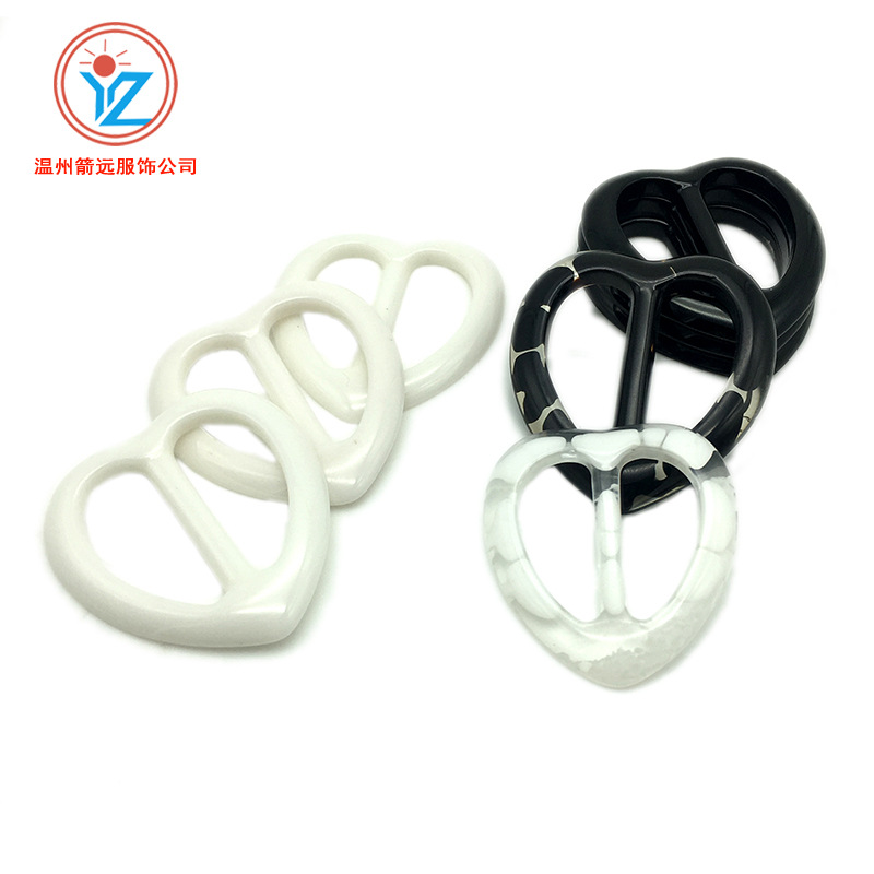 箭远纽扣桃心爱心树脂加厚白花纹三档扣日子扣腰扣厂家直销现货