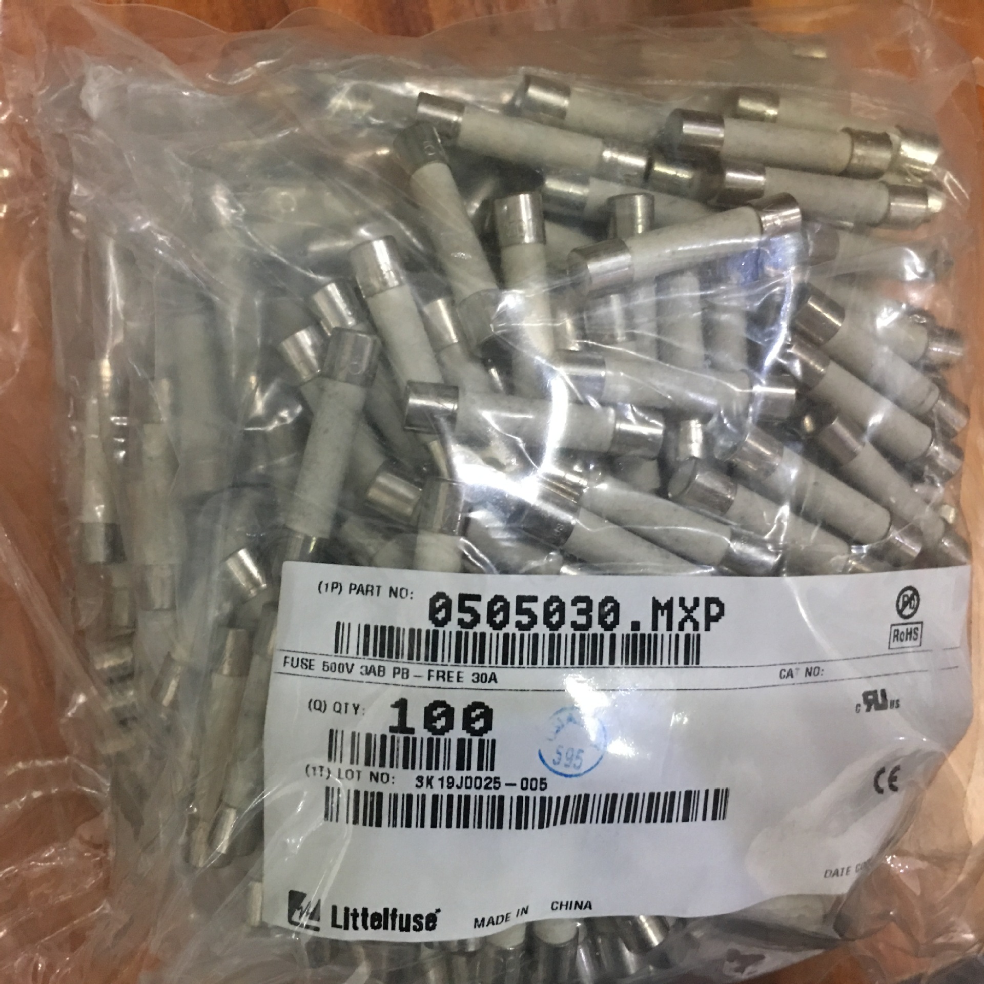 陶瓷快熔断保险丝管 0505016.MXEP 6*30MM 16A/500V LITTELFUSE