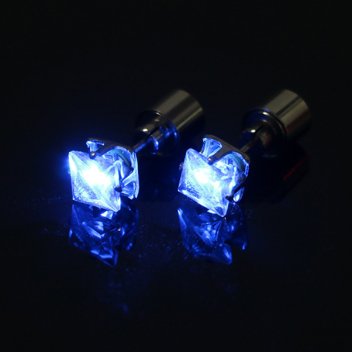 LED diamond luminous earrings, luminous trendy jewelry earrings, bar men and women couple earrings, luminous earrings wholesale