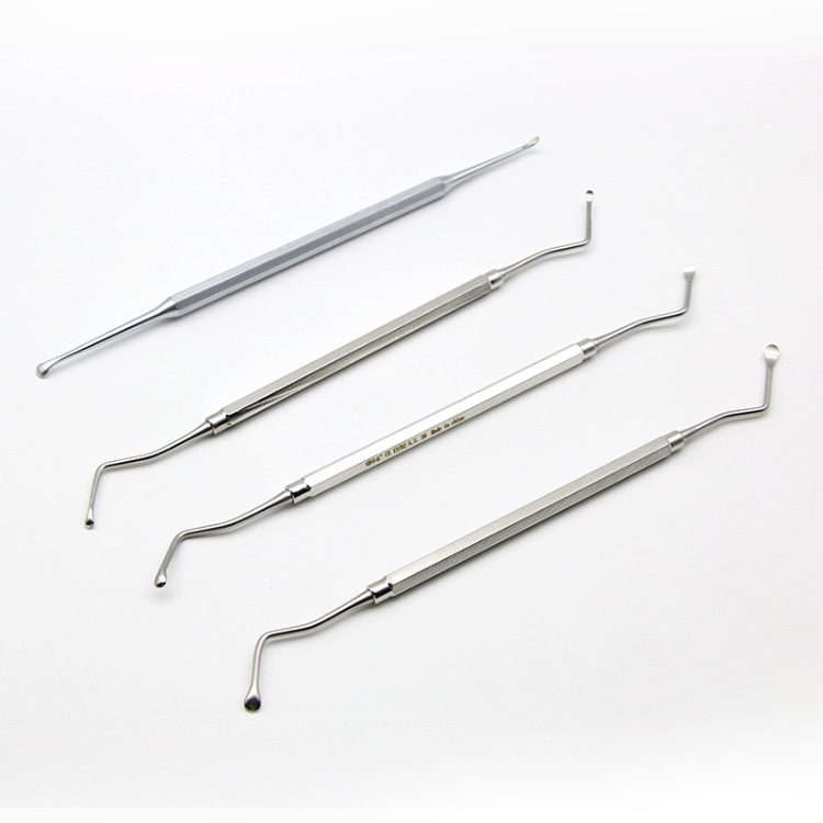 Material dental selector de dientes raspador estrella Diente de acero inoxidable de doble cabeza Cuchara de afeitar raspador de dientes instrumento oral