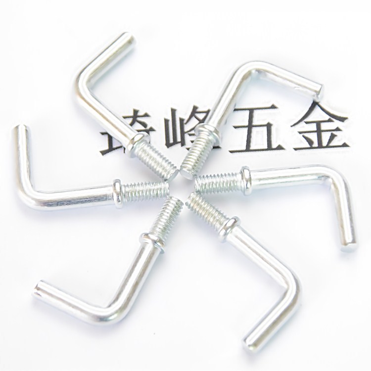 M4*10*29mm束尾带介7字折弯钩厂家制定机丝垫片直角螺栓挂勾