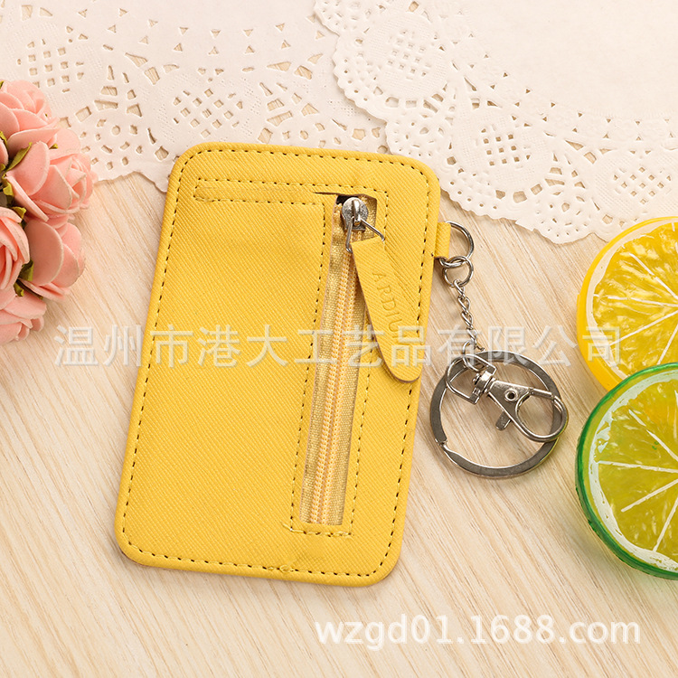 厂家批发创意pu皮质卡套 简约印花学生公交饭卡套带钥匙扣卡包