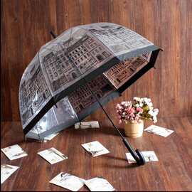 阿波罗透明伞鸟笼伞卡通公主伞厂家直销透明雨伞阿波罗透明伞批发
