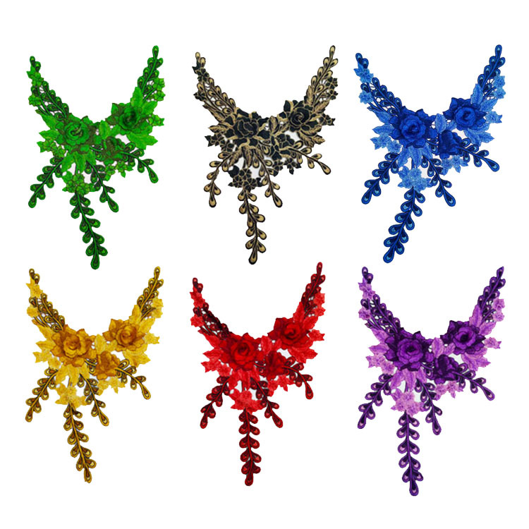 臻美绣品 服装辅料刺绣花边布贴牛仔贴布民族风彩色孔雀领花新款