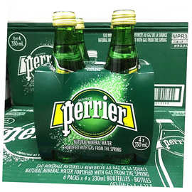 法国进口巴黎水原味柠檬含气天然矿泉水气泡苏打水330ML*24瓶