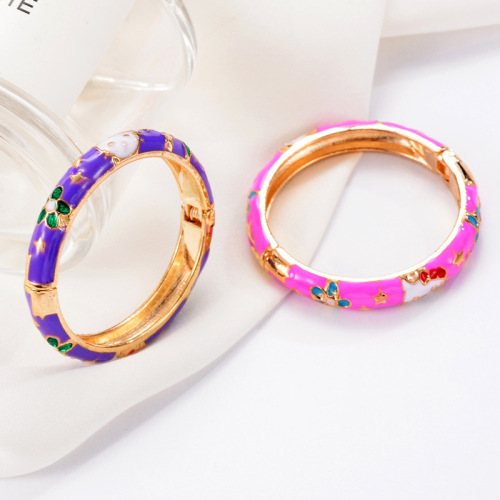 Old Beijing Cloisonné Handcrafted Bracelet with Enamel Color Openwork Ethnic Style Children's Fashion Accessory National Trend Gift