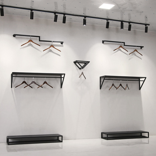 Creative iron wall hangers for men's and women's clothing stores, wall-mounted, side-mounted display racks for children's clothing stores, shelves for exhibition and display