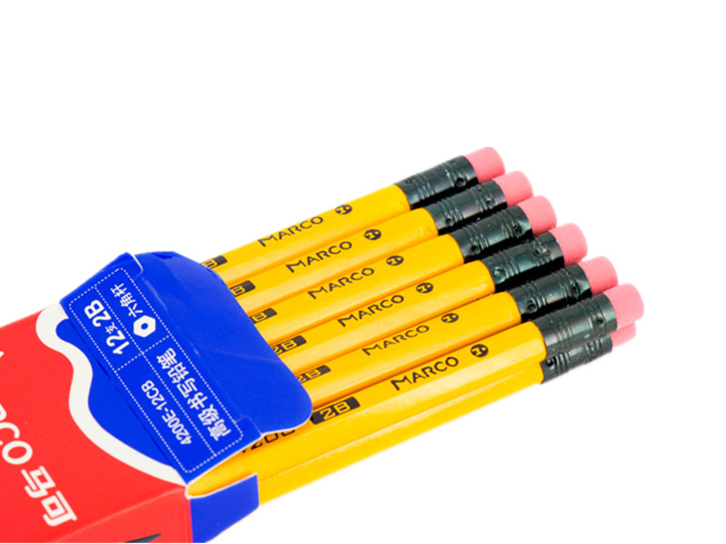 Marco 4200E amarillo varilla hexagonal cabeza de cuero no es fácil de romper lápiz estudiante escritura lápiz HB/2B