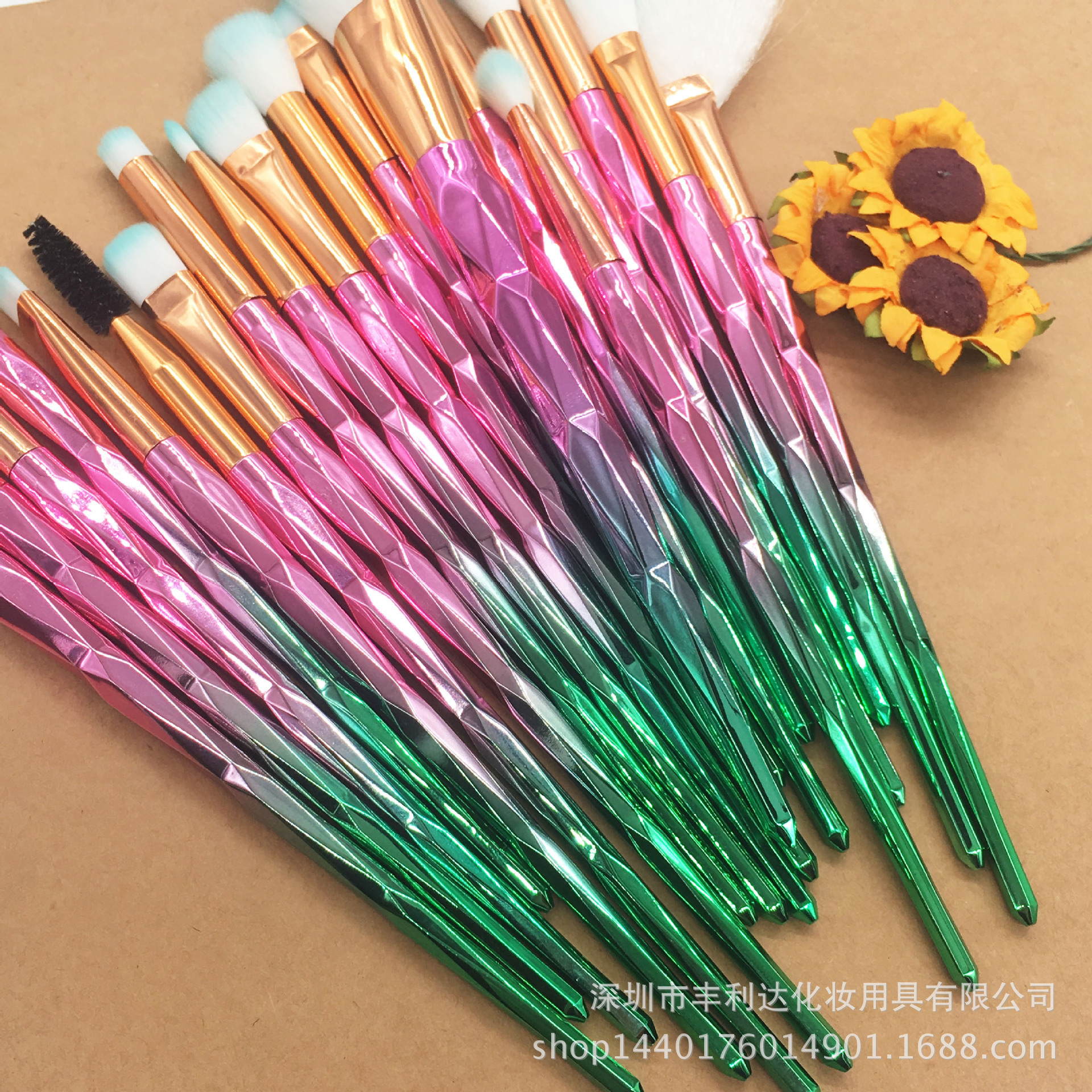 Pincel para sombra de ojos, juego de 20 pinceles para rubor, pincel para labios con mango de diamante, juego de brochas de maquillaje suaves, pincel para base con degradado de colores, herramientas de belleza