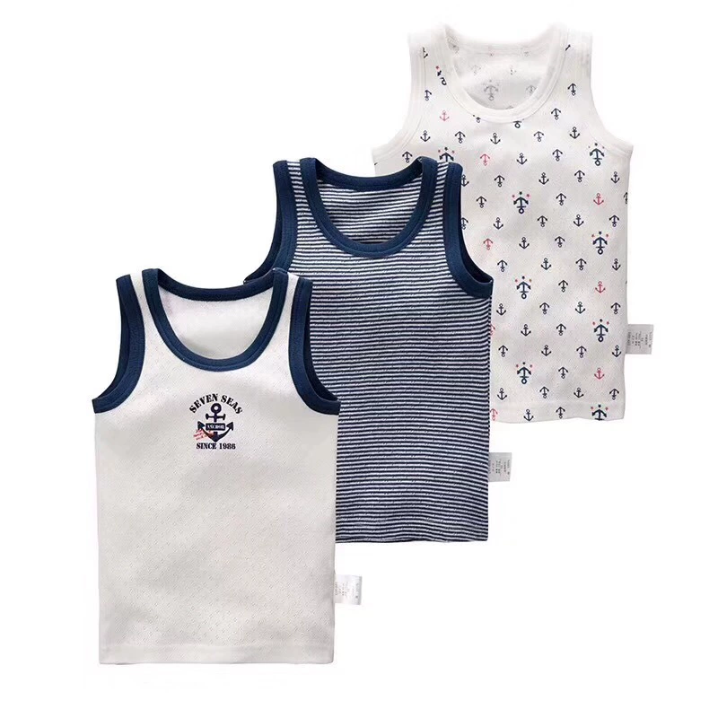 Одна упаковка из 3 штук по цене японского Songyou Xisongwu Navy's Eye Cotton Polying Workers Workers Workers Workers Workers Workers, водопоглощающий детский жилет