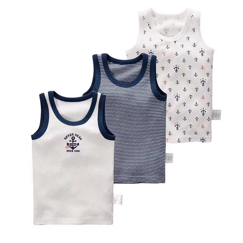 Одна упаковка из 3 штук по цене японского Songyou Xisongwu Navy's Eye Cotton Polying Workers Workers Workers Workers Workers Workers, водопоглощающий детский жилет
