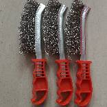 Cepillo de eliminación de óxido Cepillo de pulido Cepillo de descalcificación Cepillo de alambre de acero con mango rojo de plástico Cepillo de alambre de barbacoa Cepillo de acero inoxidable