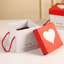 爱心手提礼盒520七夕情人节定正方形零食包装盒糖果心形纸盒子做