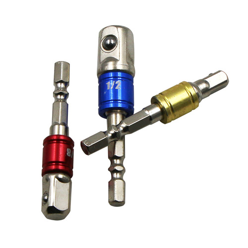 Hexagonal handle to square head sleeve adapter 1/4 3/8 1/2 air batch electric sleeve connection conversion rod adapter