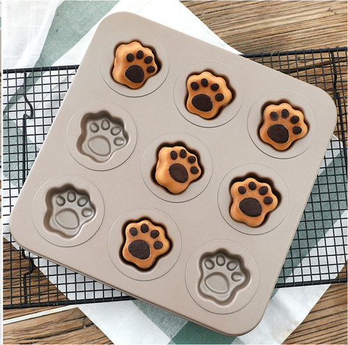 Baking mold 9-in-a-row cookie mold, half-round cartoon rabbit and panda paw cake mold, donut mold