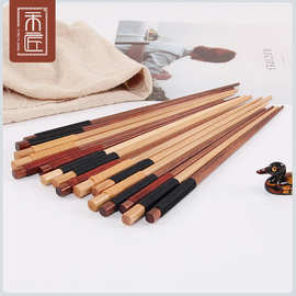 一木一匠木质筷子绕线绑线木头筷子尖头日式五彩筷子套装厂家批发