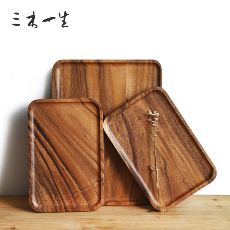 A generation of Japanese minimalist tableware acacia wood square solid wood plate acacia wood tea plate dinner plate manufacturers wholesale A generation of Japanese minimalist tableware acacia wood square solid wood plate acacia wood tea plate dinner plate manufacturers wholesale